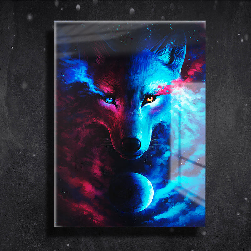 Quadro Metalizado Raposa Celestial Fan Art Placa Decorativa Brilhante