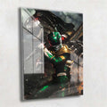 Quadro Metalizado Power Rangers Branco Tommy Colorido Placa Decorativa Brilhante