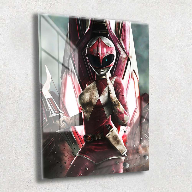 Quadro Metalizado Power Rangers Rosa Kimberly Colorido Placa Decorativa Brilhante